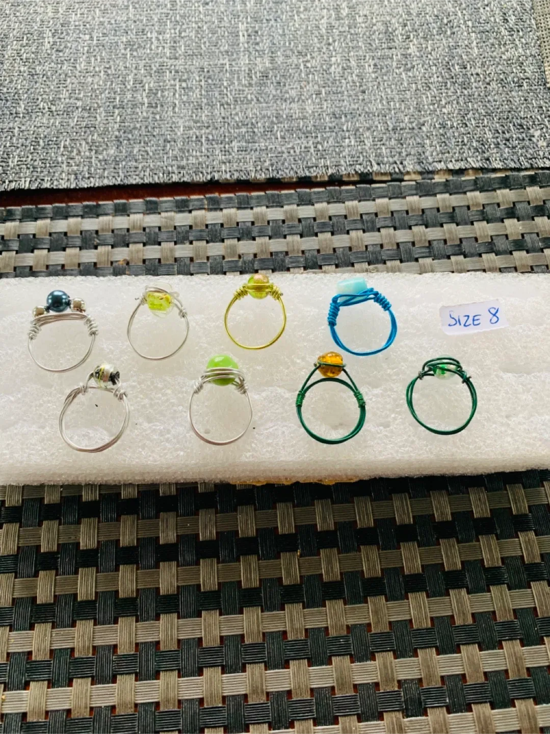 NEW Handcrafted size 8 Wired Ring (resin/glass bead) image indicator(8)