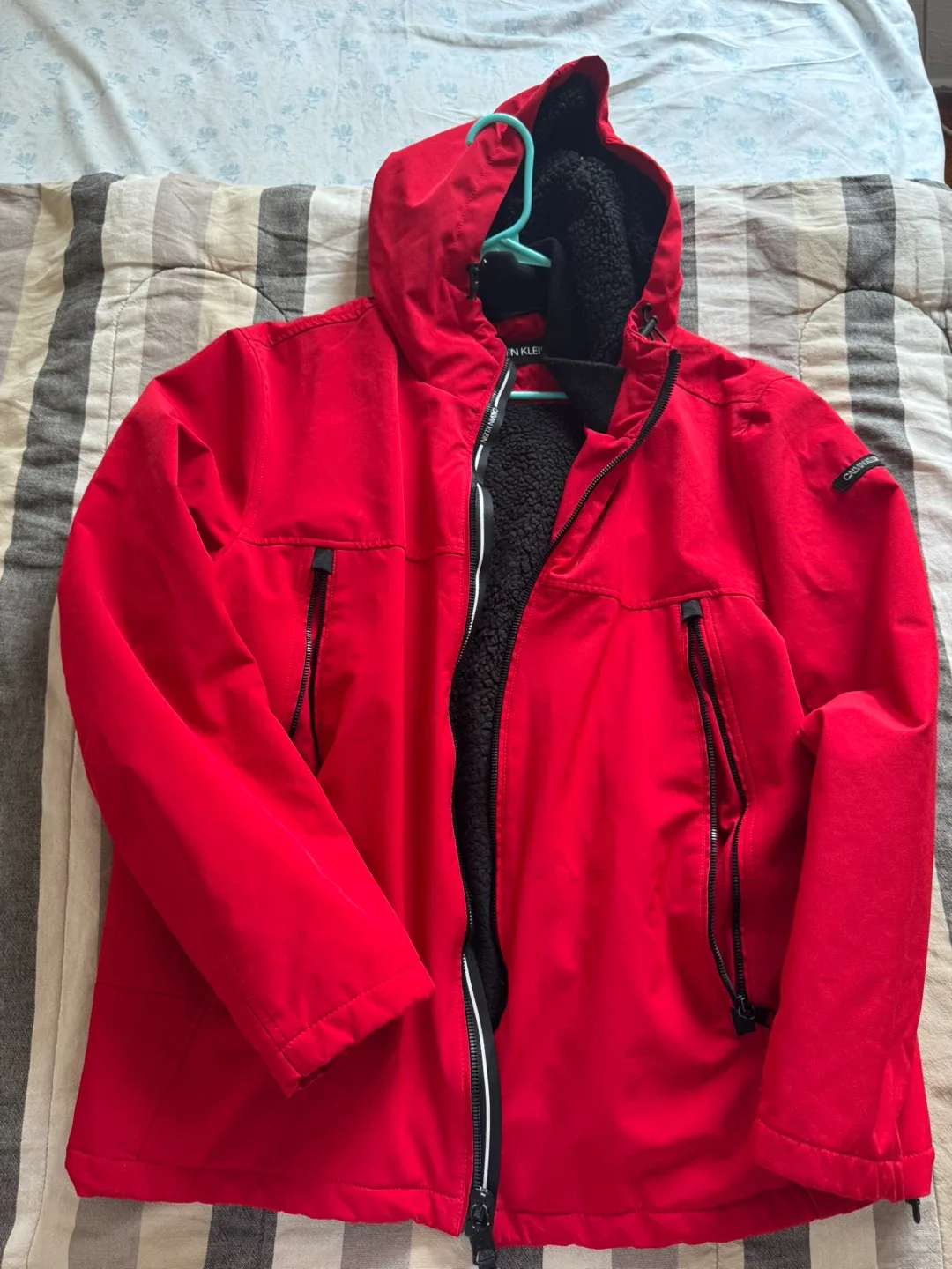 Calvin Klein Red Hooded Winter Jacket thumbnail