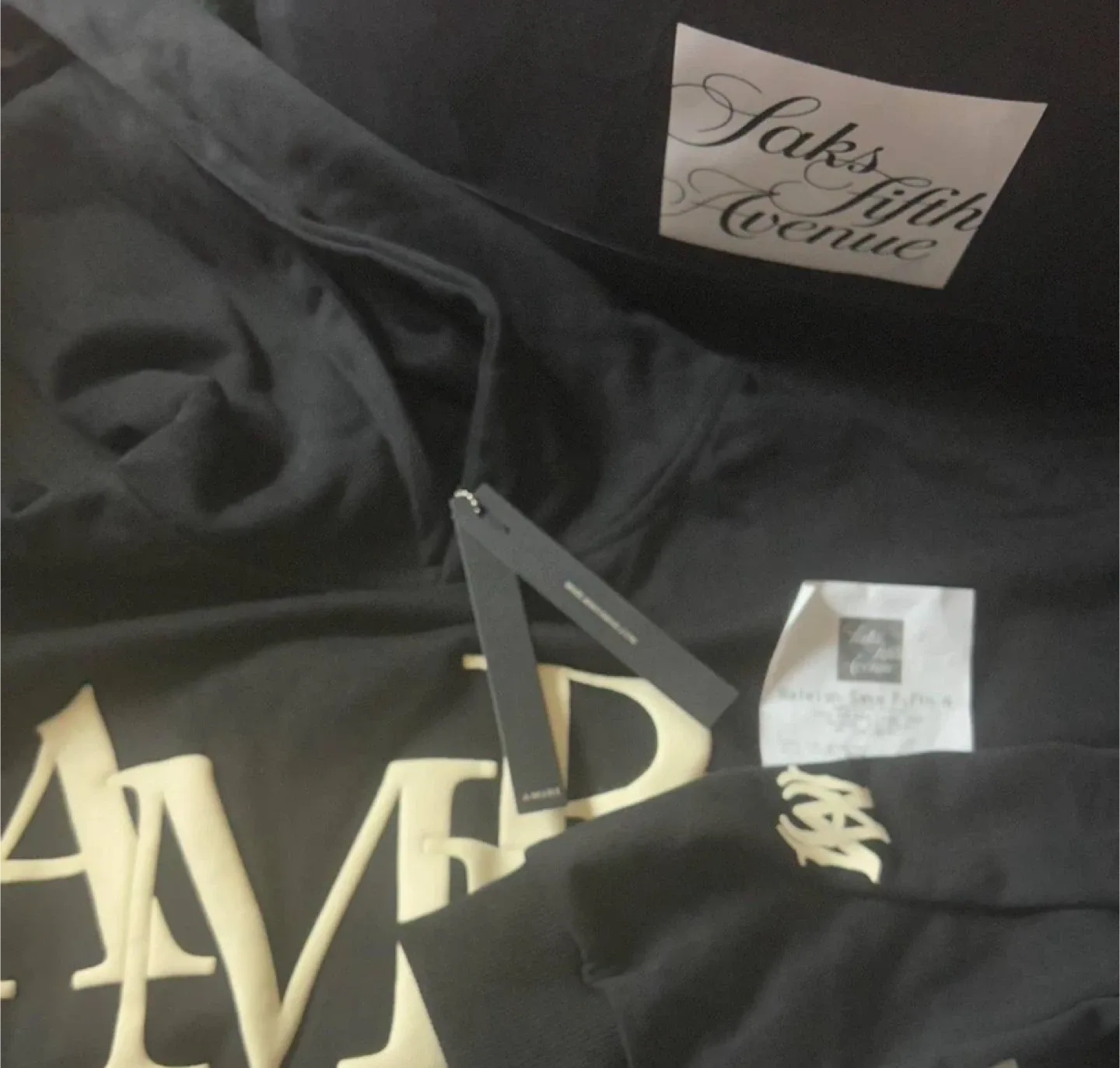 Amiri Black Staggered Logo Hoodie – All Sizes image indicator(6)