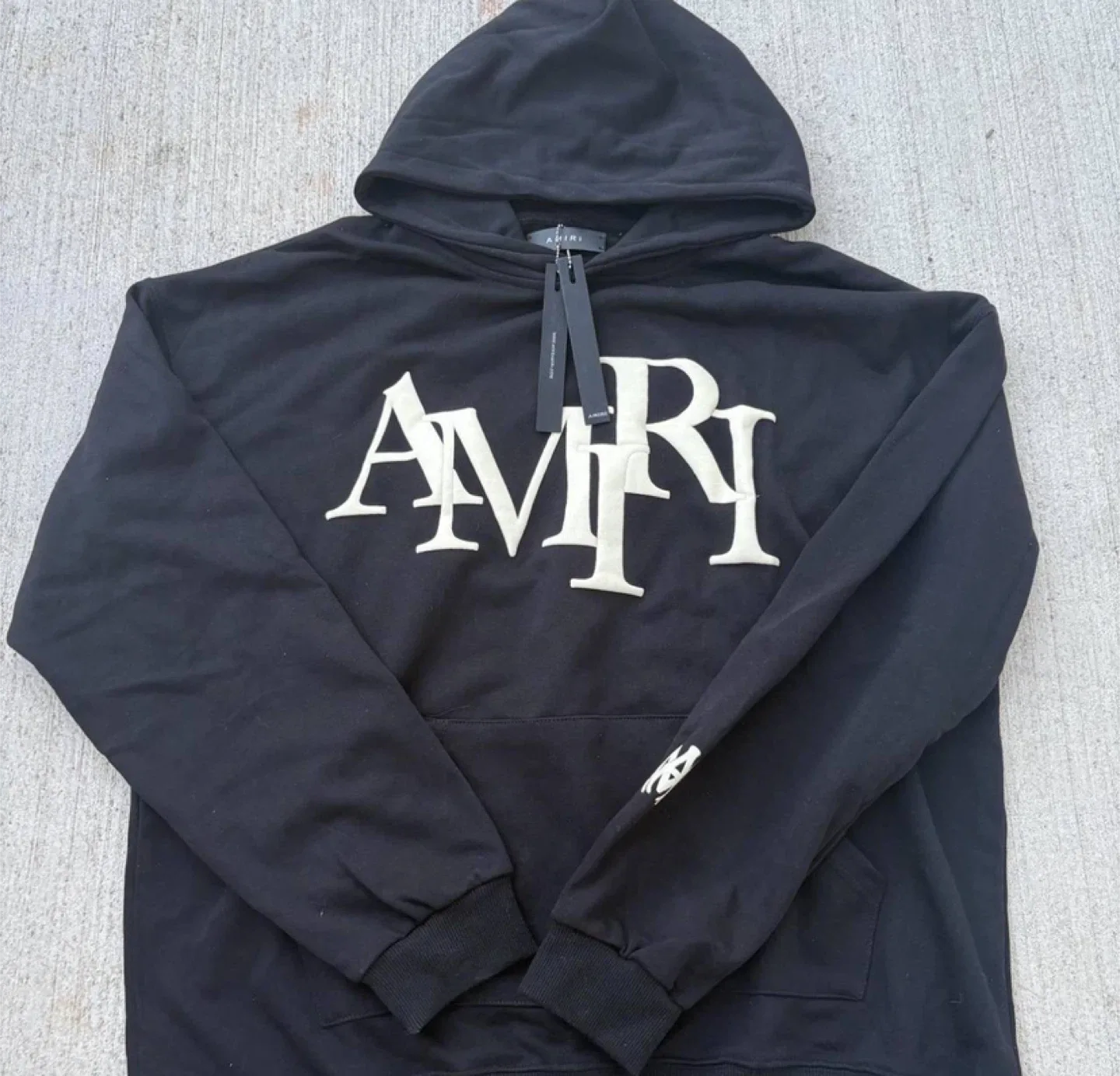 Amiri Black Staggered Logo Hoodie – All Sizes thumbnail