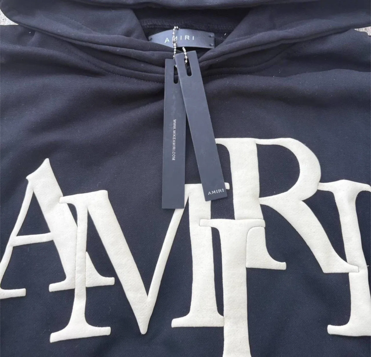 Amiri Black Staggered Logo Hoodie – All Sizes image indicator(2)