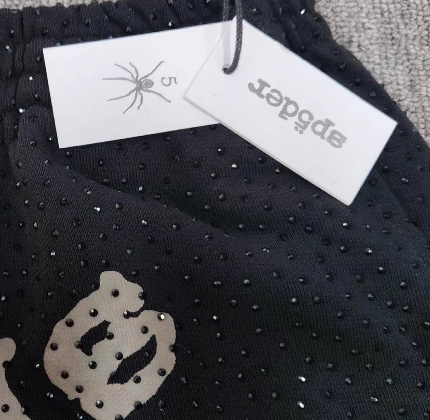Sp5der VVS Black Rhinestone Logo Sweatpants – All Sizes image indicator(3)