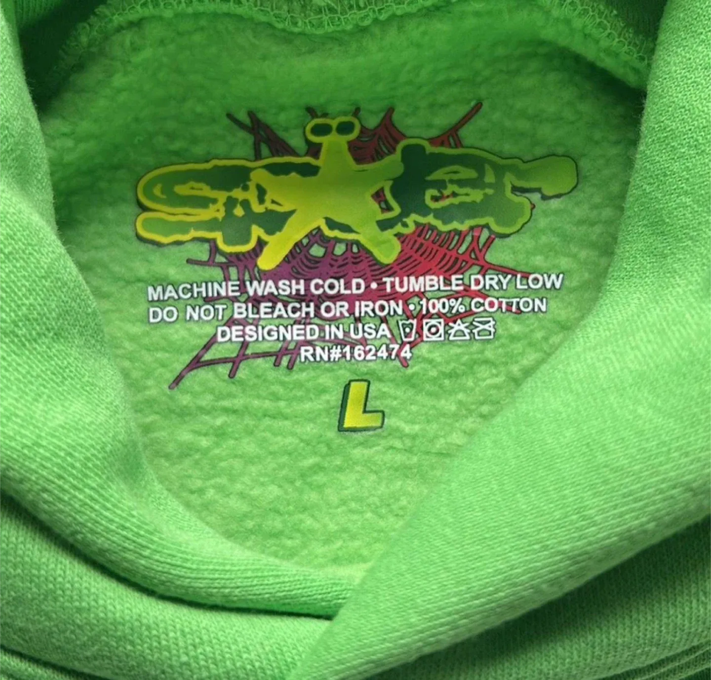 Sp5der Worldwide Hoodie Green With Rhinestones image indicator(4)