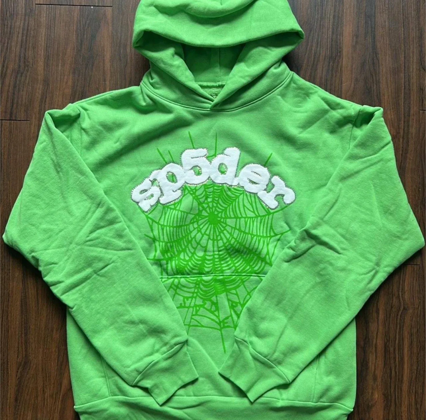 Sp5der Worldwide Hoodie Green With Rhinestones thumbnail