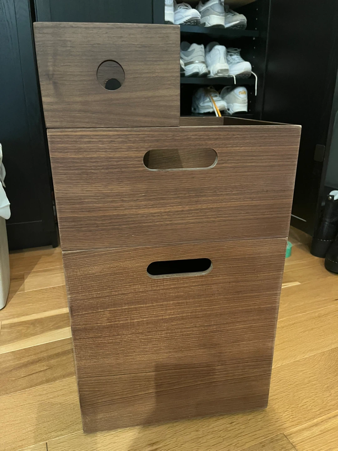 West Elm Jasper Storage Utility Boxes in Walnut (set of 3) - photo 4