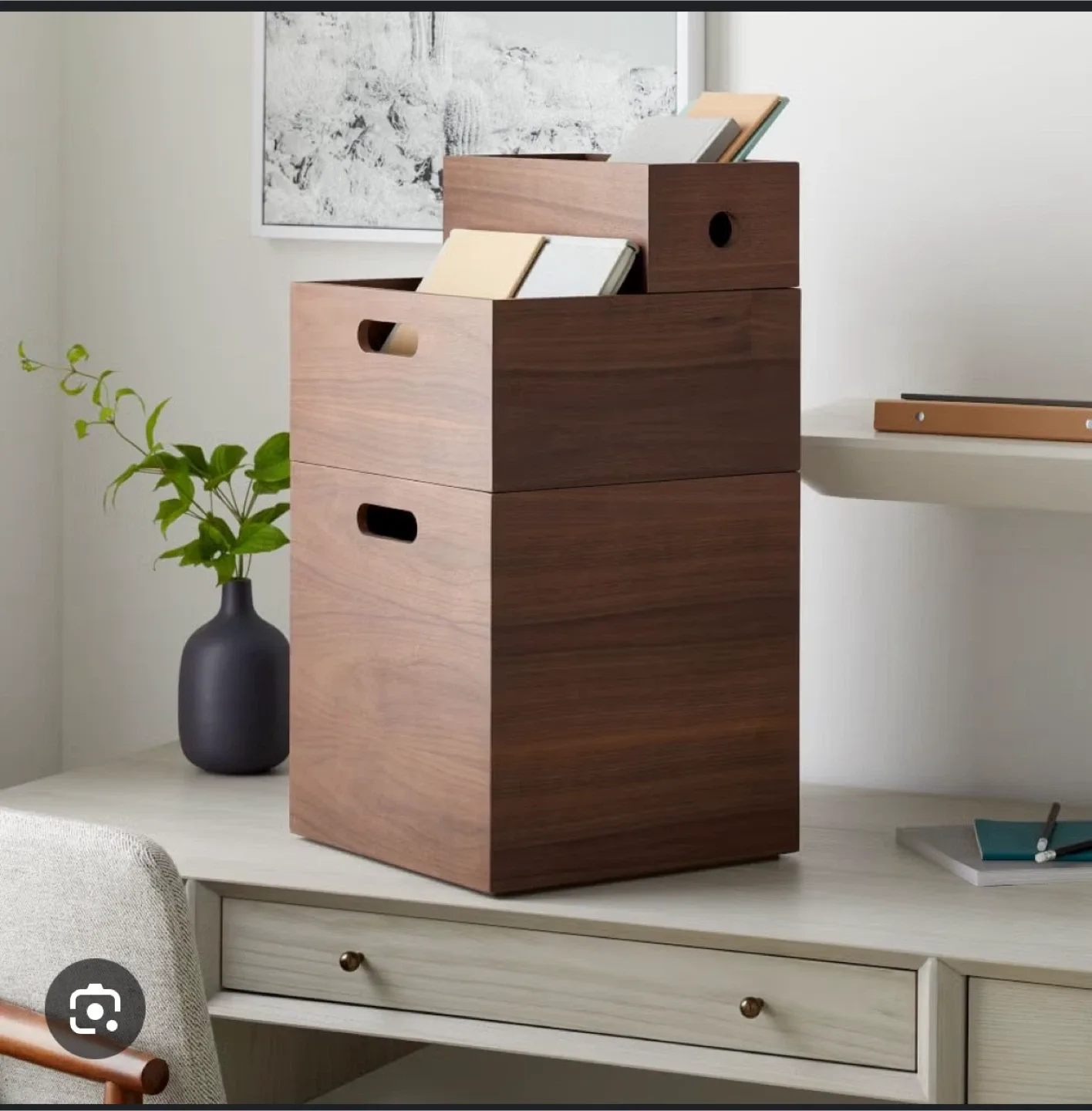 West Elm Jasper Storage Utility Boxes in Walnut (set of 3) thumbnail