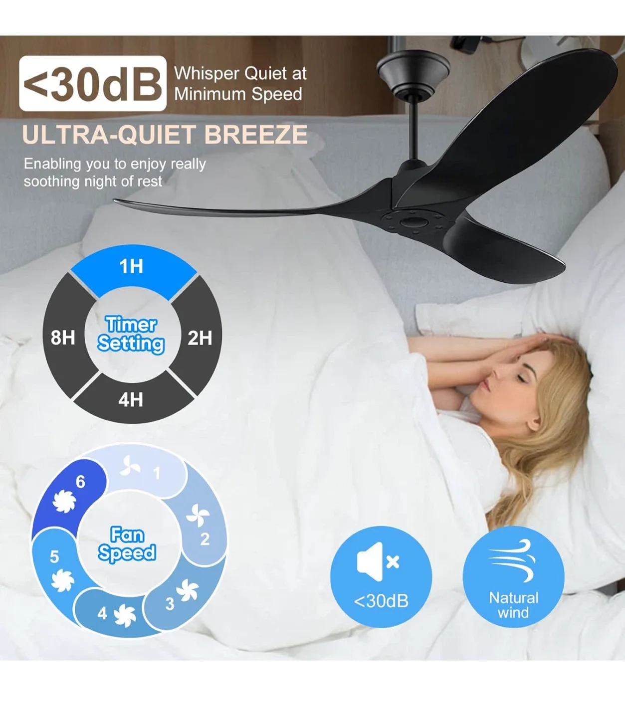 60 Inch Black Ceiling Fan with Remote image indicator(3)