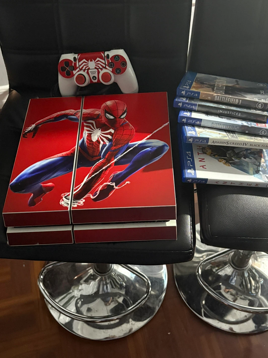 PlayStation 4 with Spiderman Skin and Games - photo 4