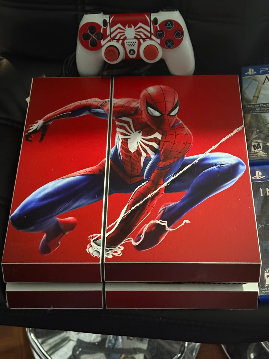 PlayStation 4 with Spiderman Skin and Games - photo 2