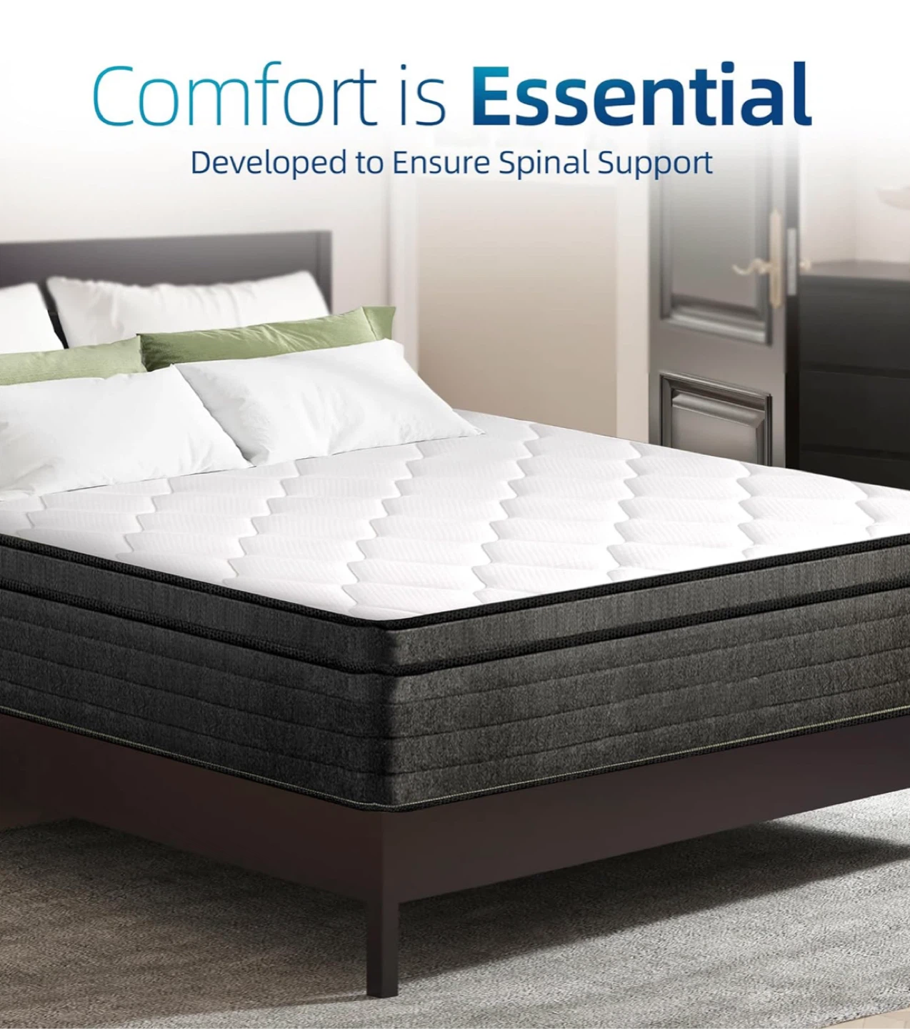 Elitspace 12 Inch Queen Memory Foam Hybrid Mattress - LIKE NEW
