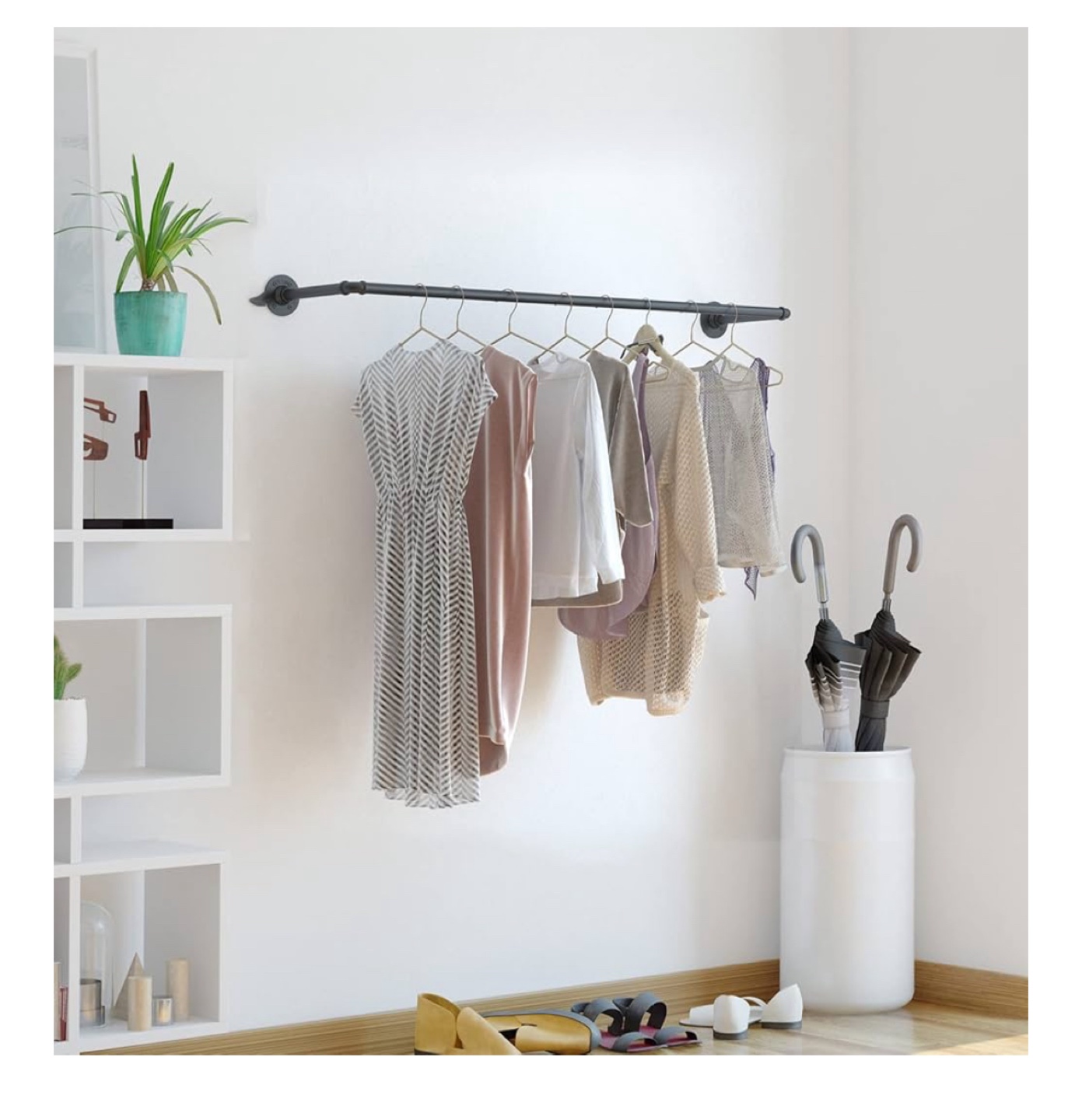 Industrial Pipe Clothing Rack, Black 42"