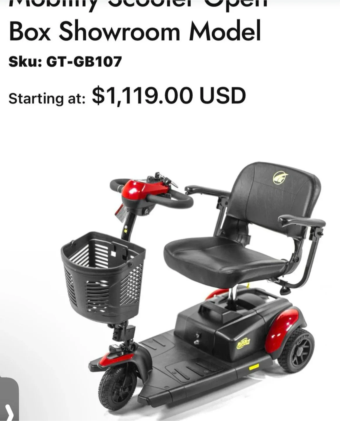 Golden Technologies Buzzaround GT-GB107 Mobility Scooter thumbnail