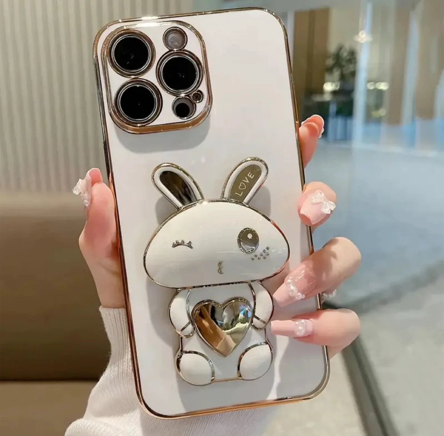 White iPhone 16 Pro Max Case with Bunny Design thumbnail