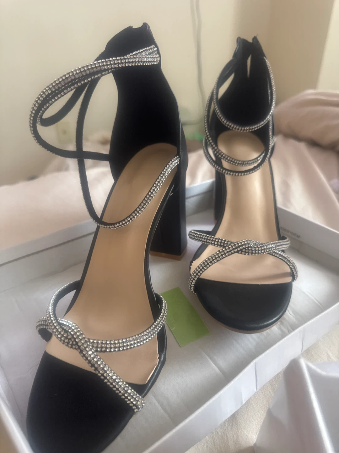 Black Rhinestone Heels