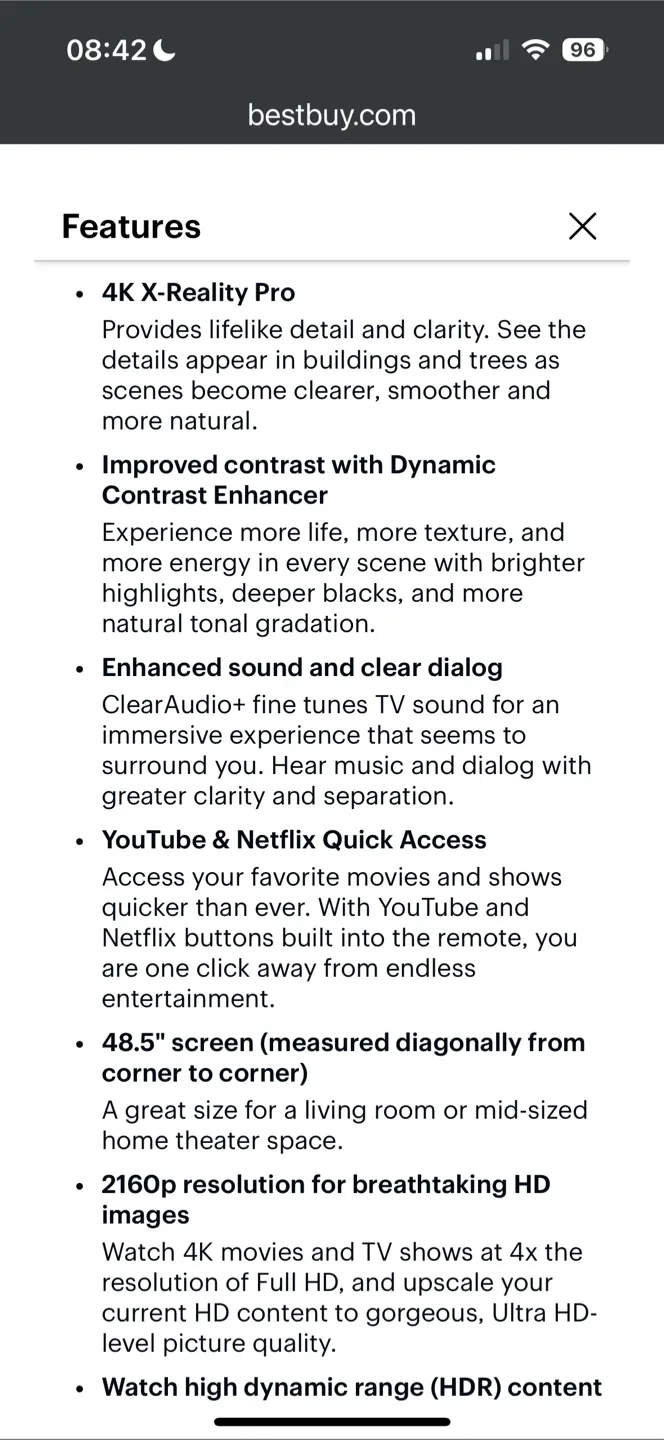 Sony 49” LED - X720E Series - 2160p - Smart - 4K UHD TV with HDR image indicator(8)