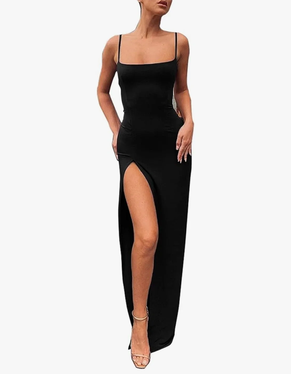 [NEW] Capuffy Black Slit Maxi Dress - Size S thumbnail