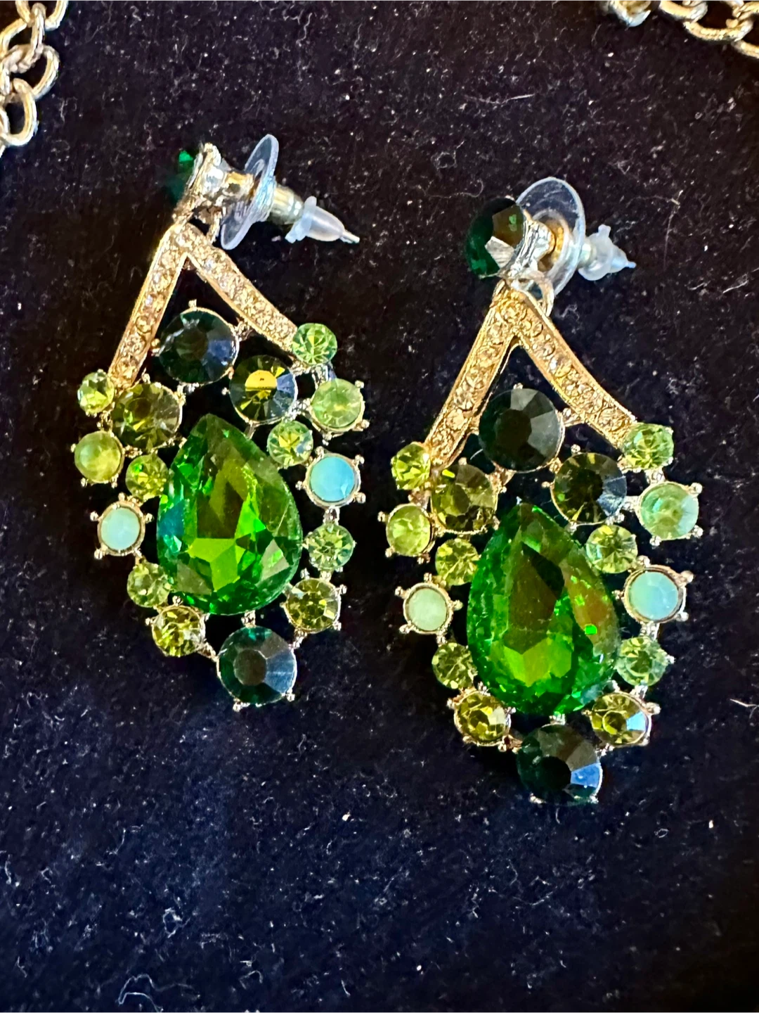 Green Rhinestone Jewelry Set - photo 3