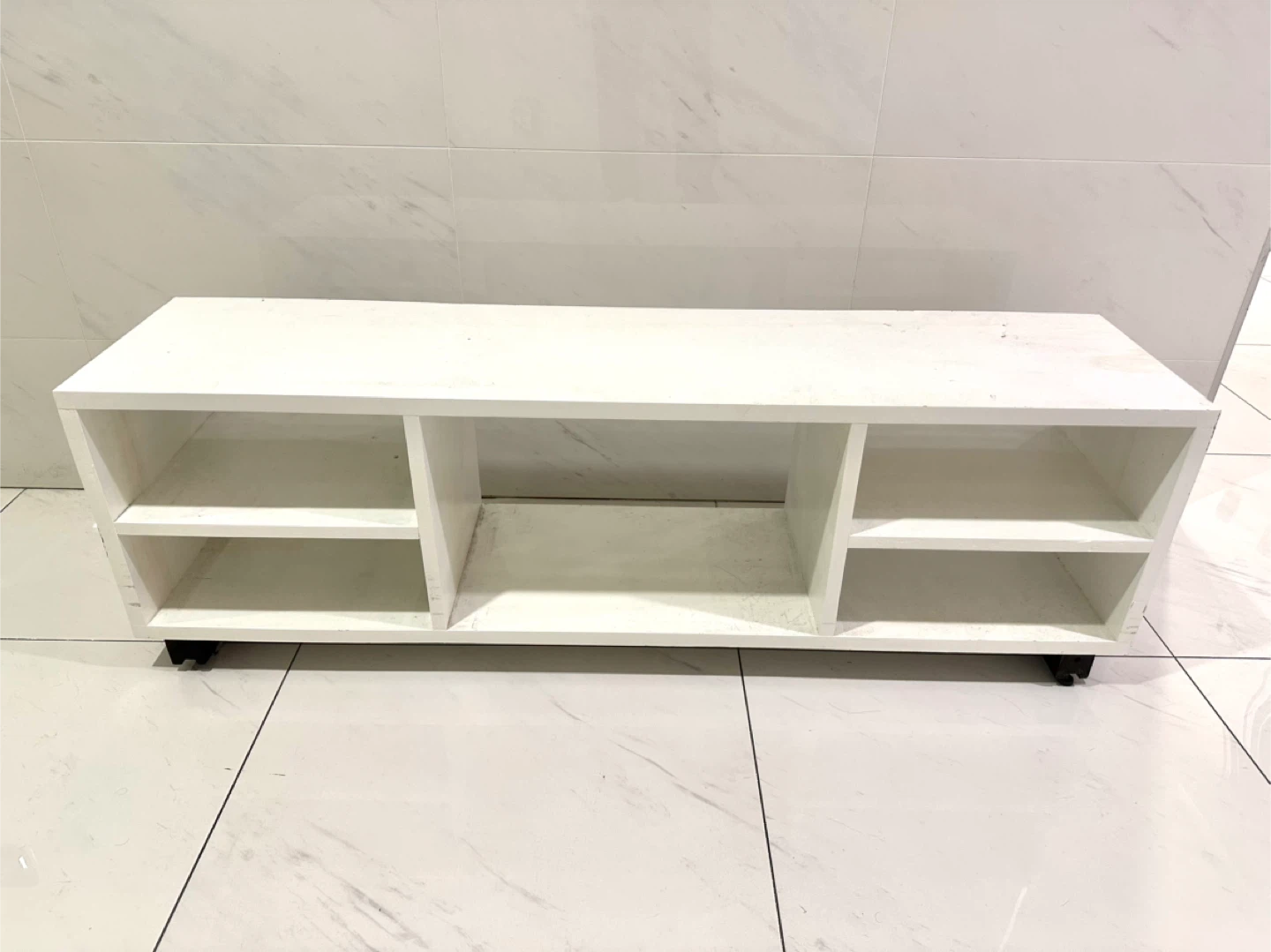 White TV Stand with Shelves and Casters - photo 2