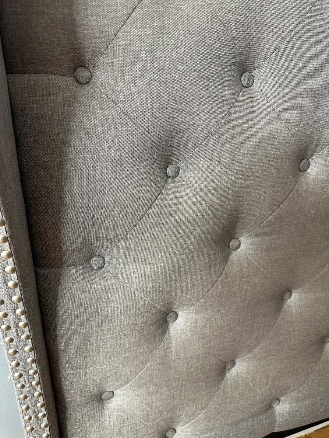 Queen Upholstered Tufted Wingback Headboard Bed Frame - Gray