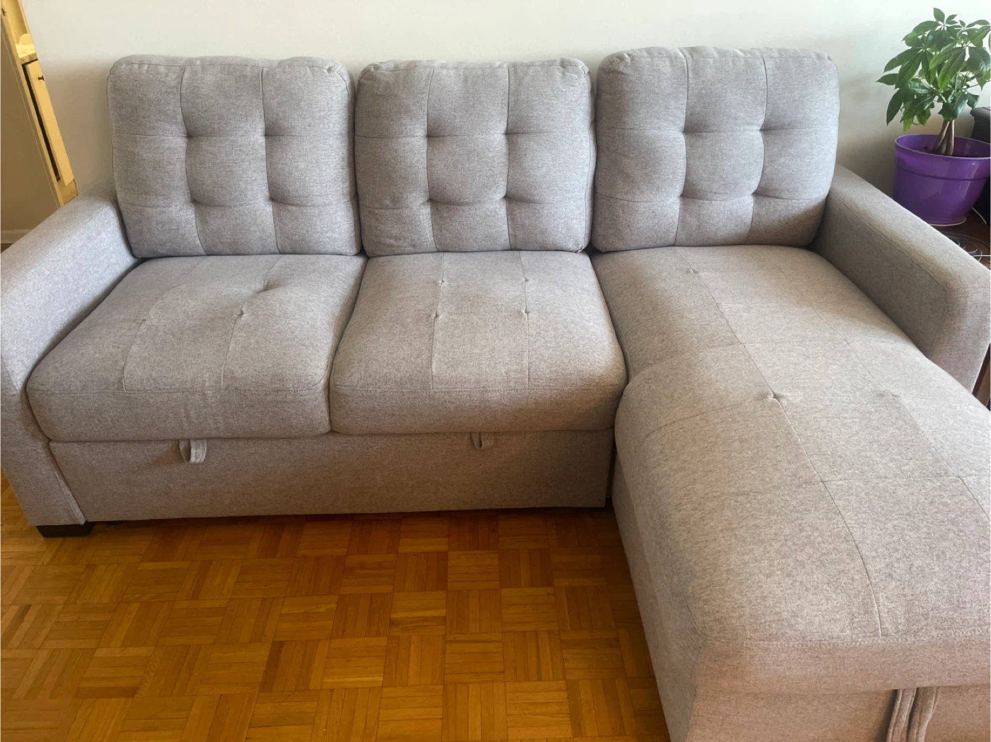 Grey Sectional Sofa with Ottoman