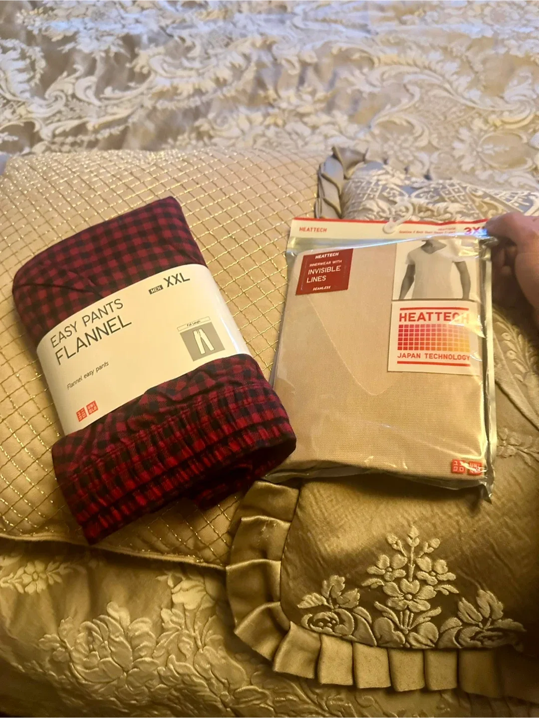 New UNIQULO HEATTECH 3XL Beige and flannel pants 2XL thumbnail