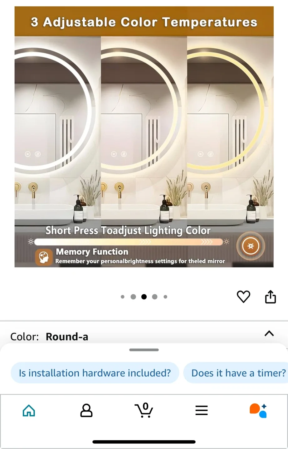 Round LED antifog Mirror - 24 inch image indicator(2)