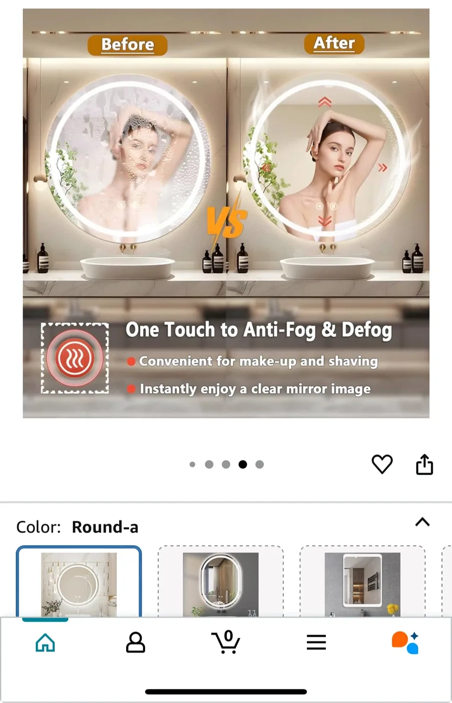 Round LED antifog Mirror - 24 inch image indicator(4)