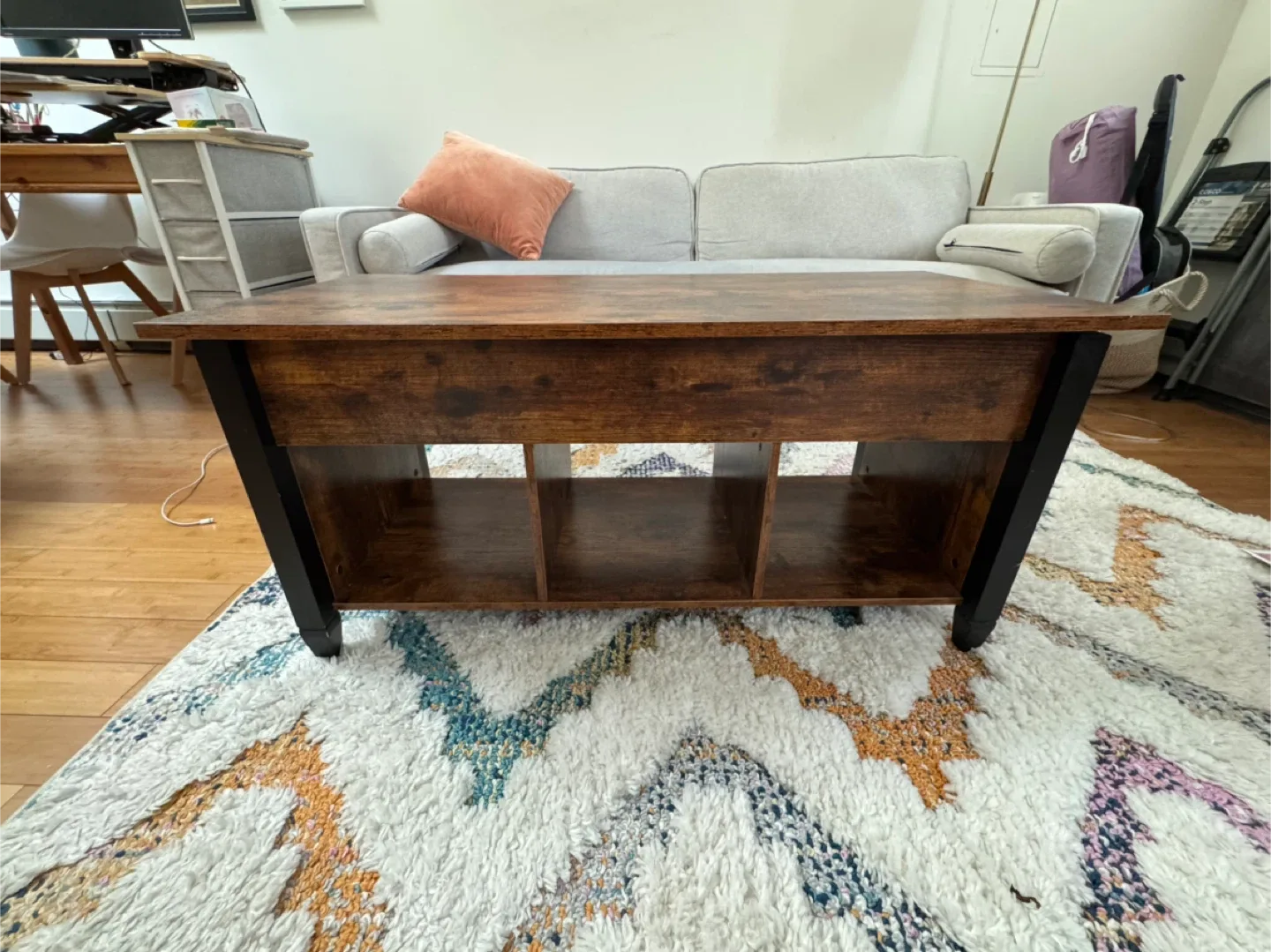 Lift Top Coffee Table - Brown Wood thumbnail