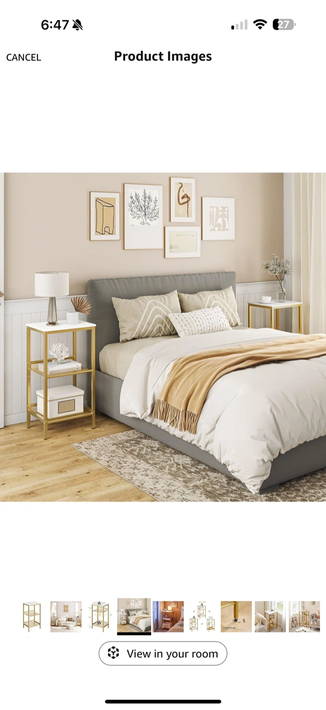 Gold Metal & White Side Table - photo 4