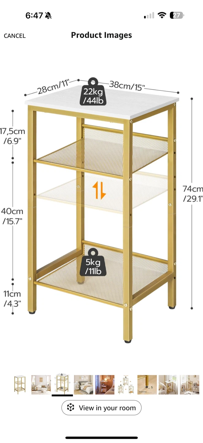 Gold Metal & White Side Table - photo 3