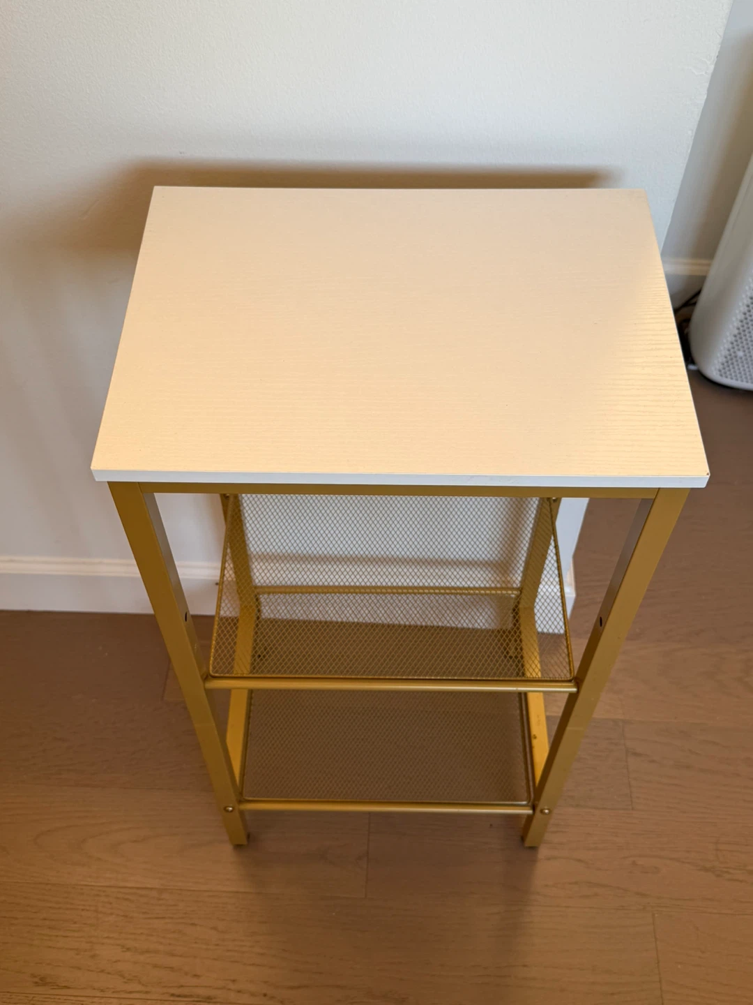 Gold Metal & White Side Table - photo 2