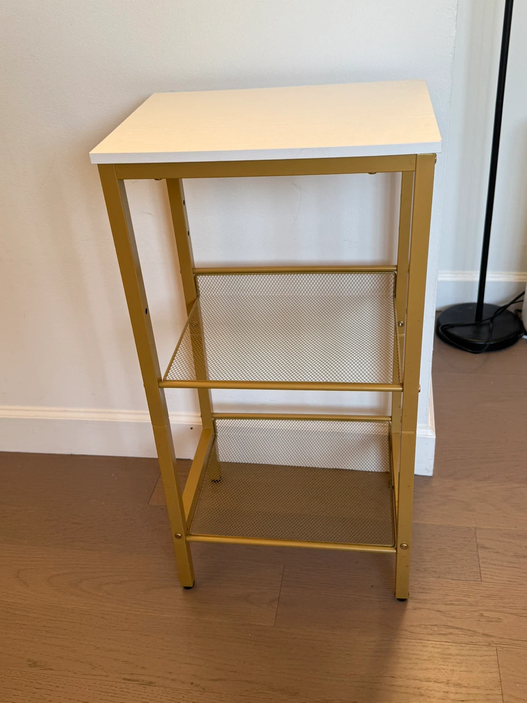 Gold Metal & White Side Table
