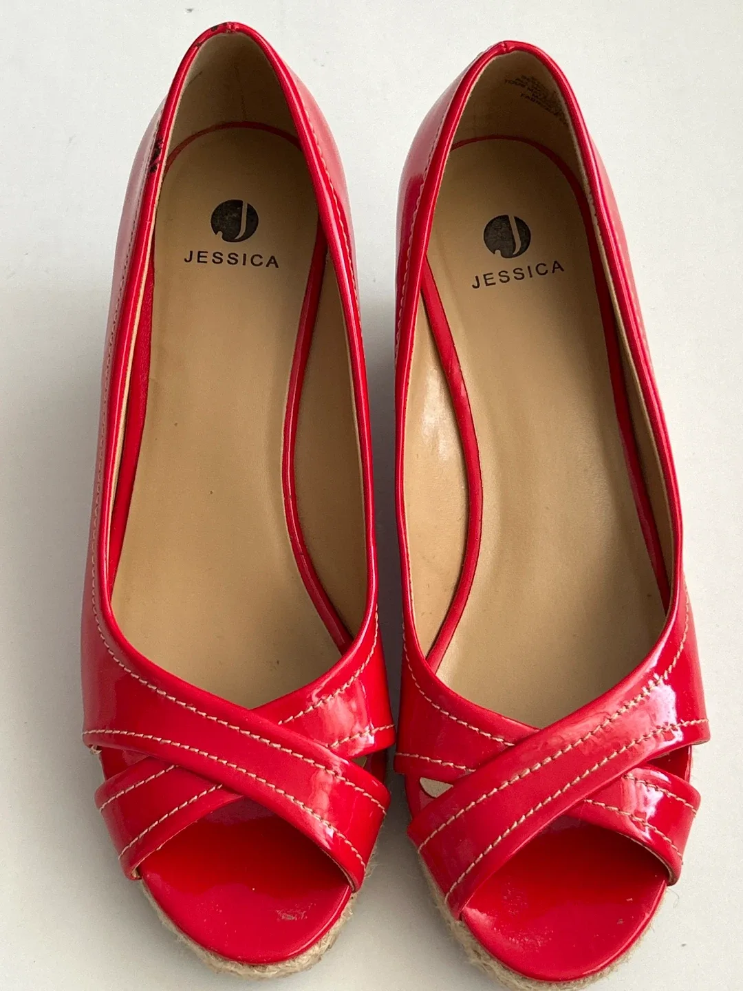 Jessica Red Espadrille Wedge Heels - Used thumbnail