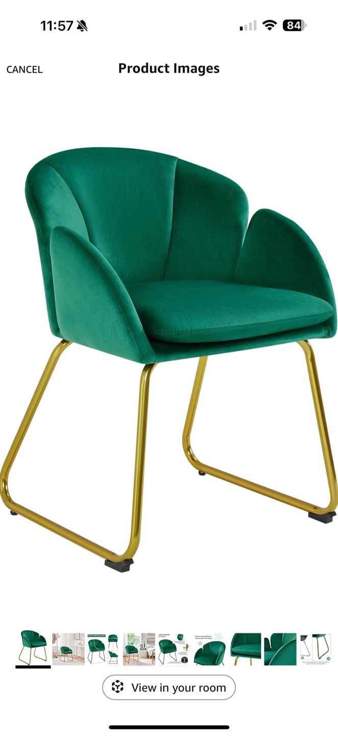 Green Velvet Accent Chair with Gold Legs - photo 3