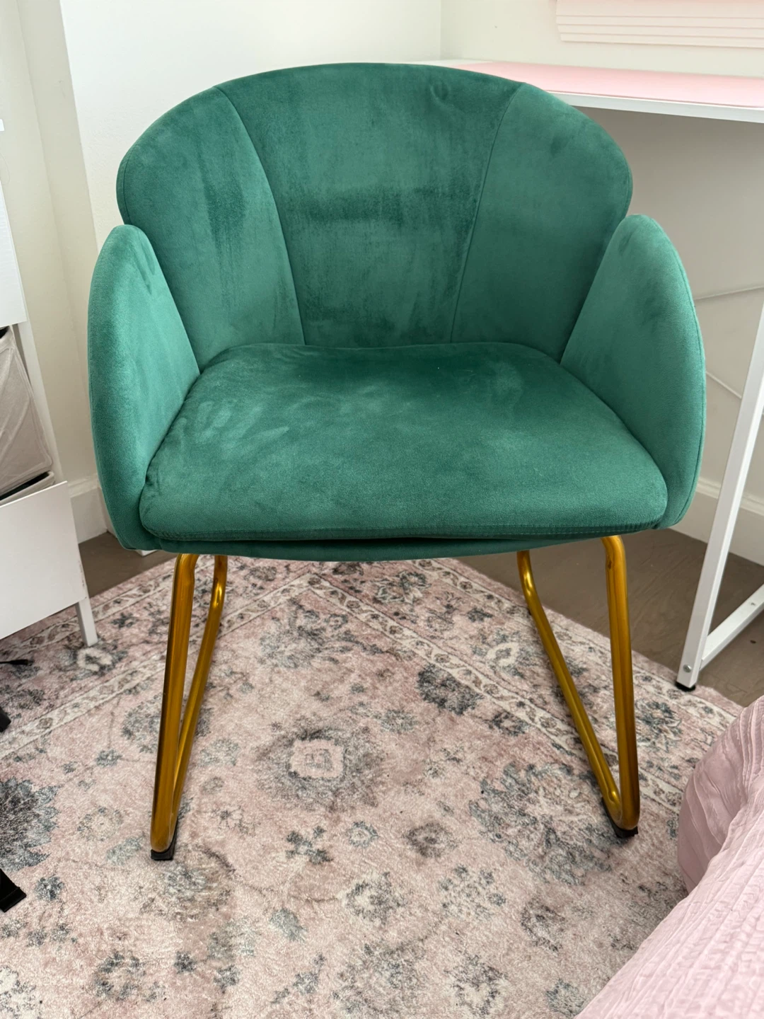 Green Velvet Accent Chair with Gold Legs