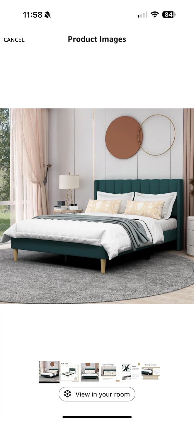 Full Size Green Velvet Bed Frame & Mattress - photo 4