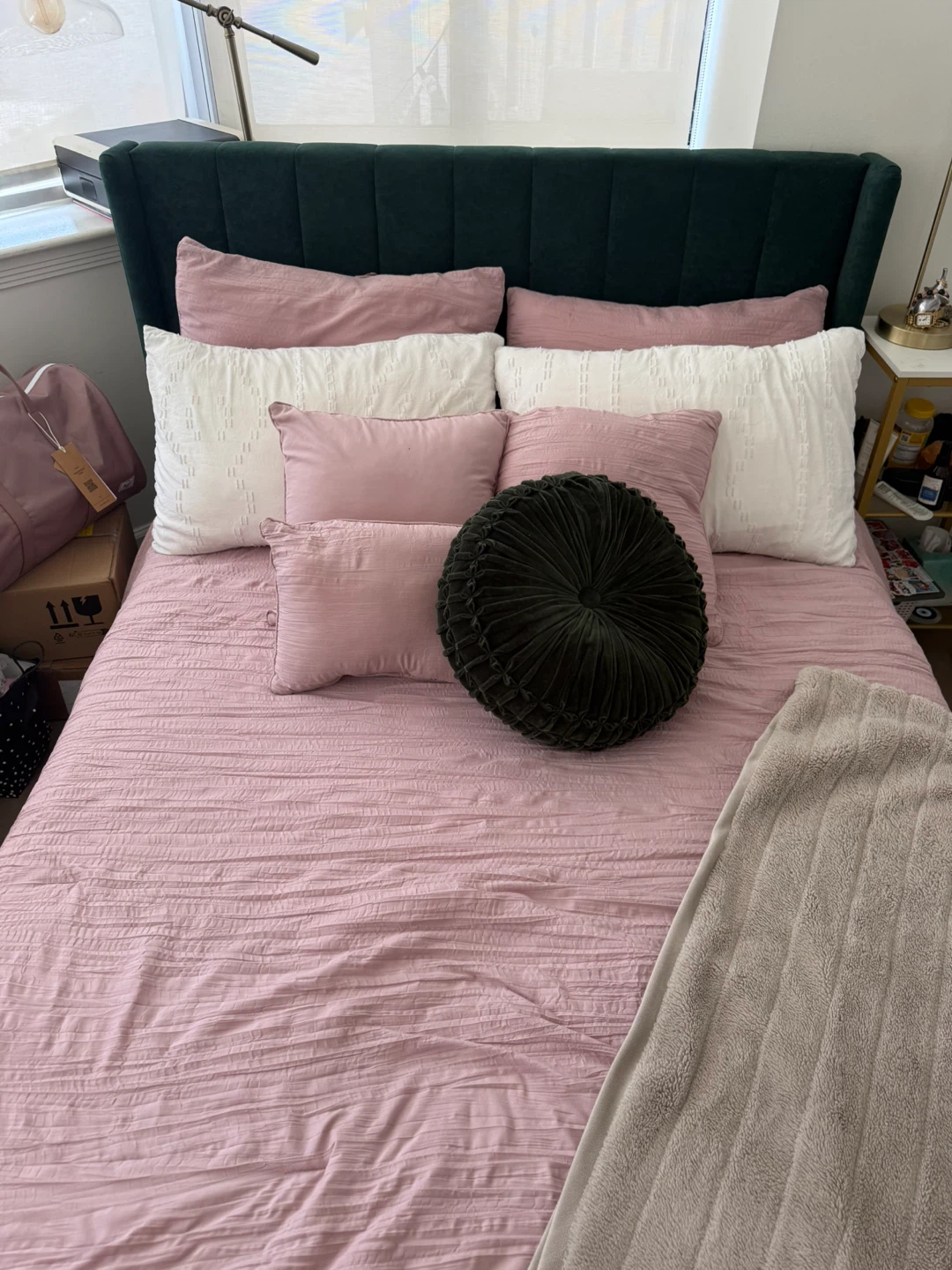 Full Size Green Velvet Bed Frame & Mattress - photo 2