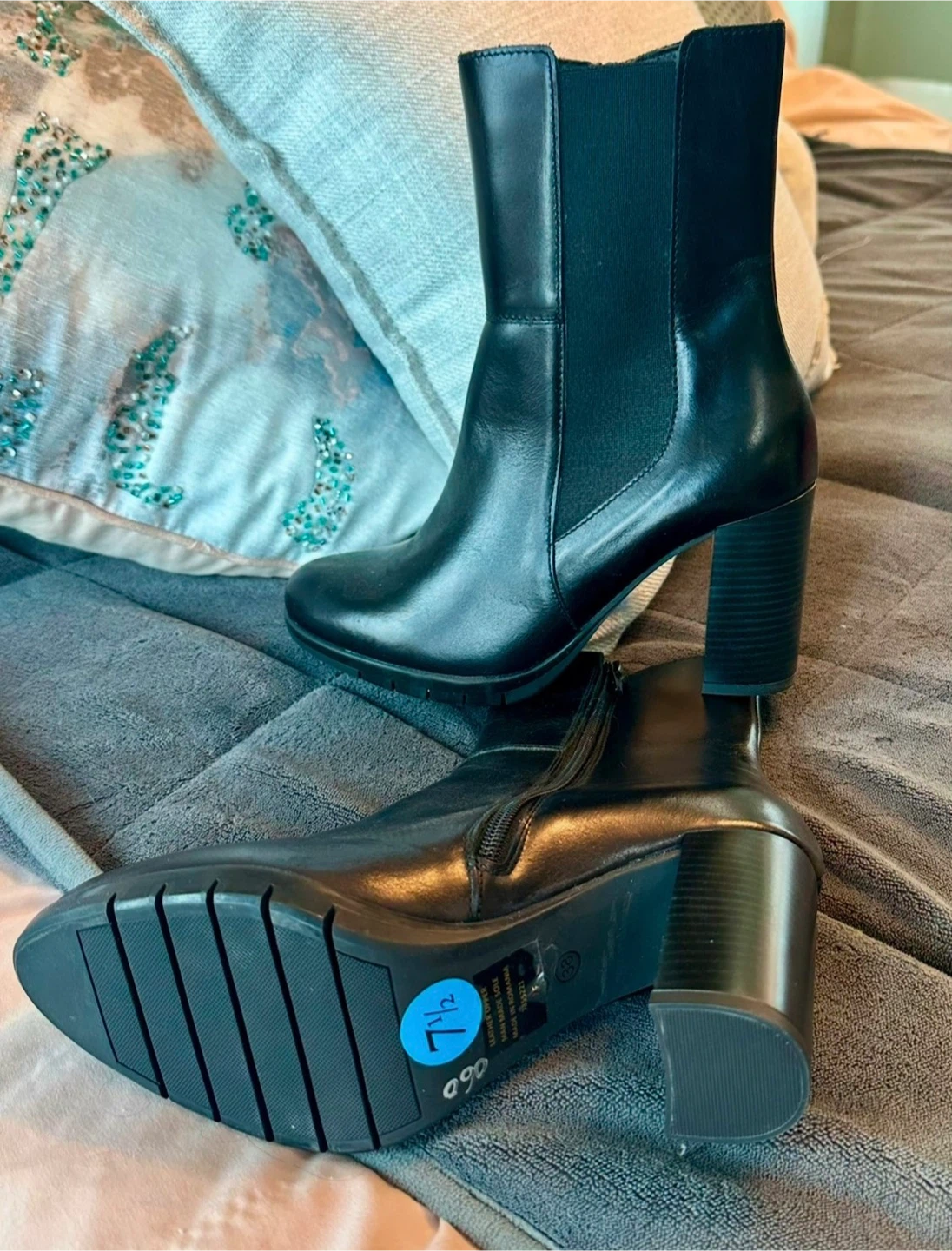 Cole Haan Black Leather Heeled Boots - Size 7.5
