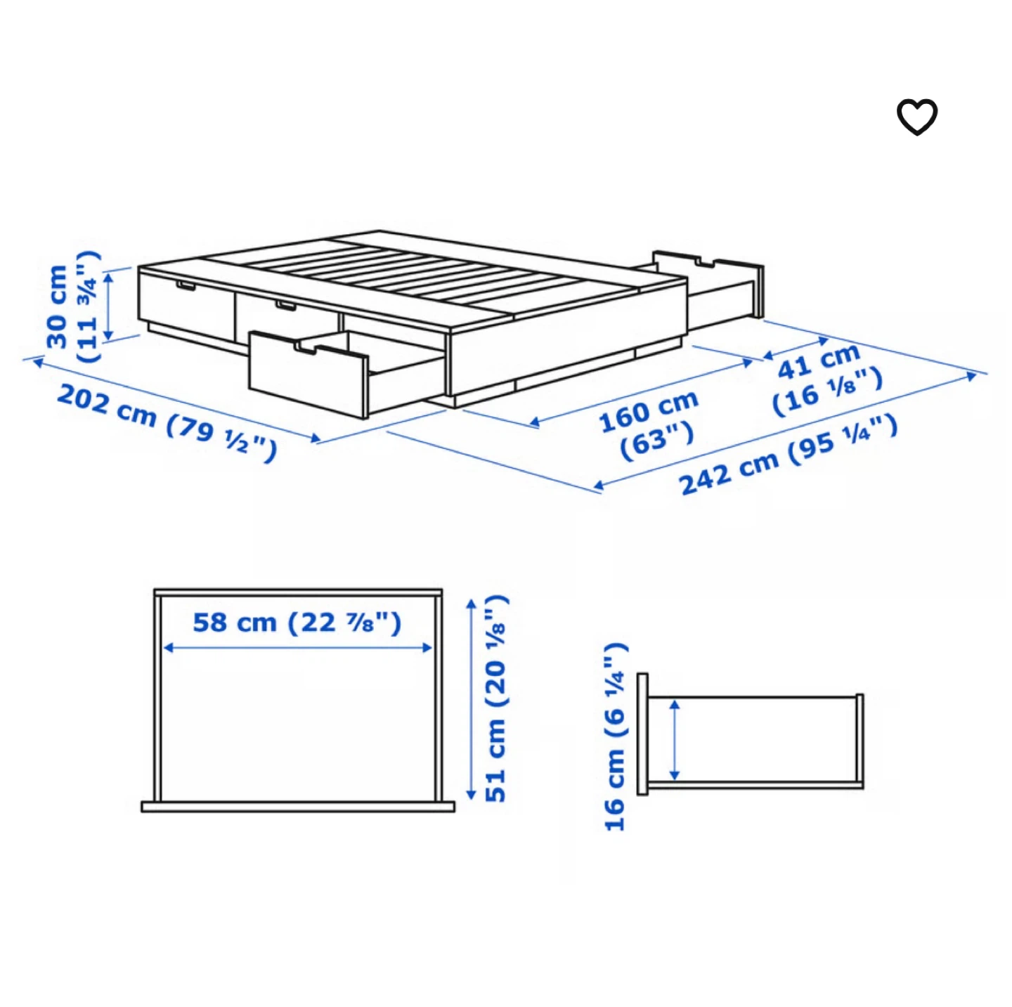 IKEA Malm Bed Frame with 6 Drawers - Queen Size - photo 2