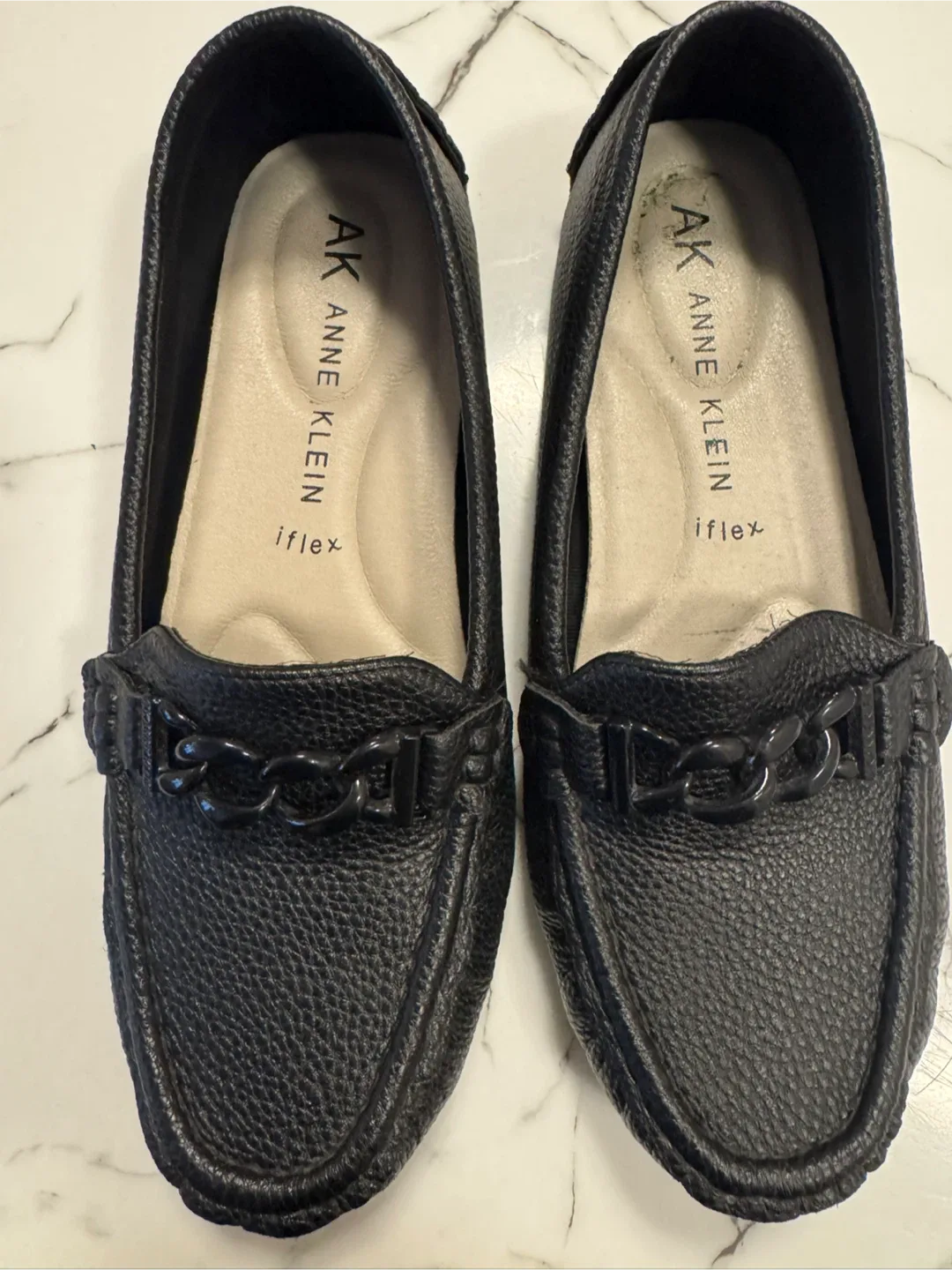 Anne Klein Black Leather Loafers Size 8 thumbnail