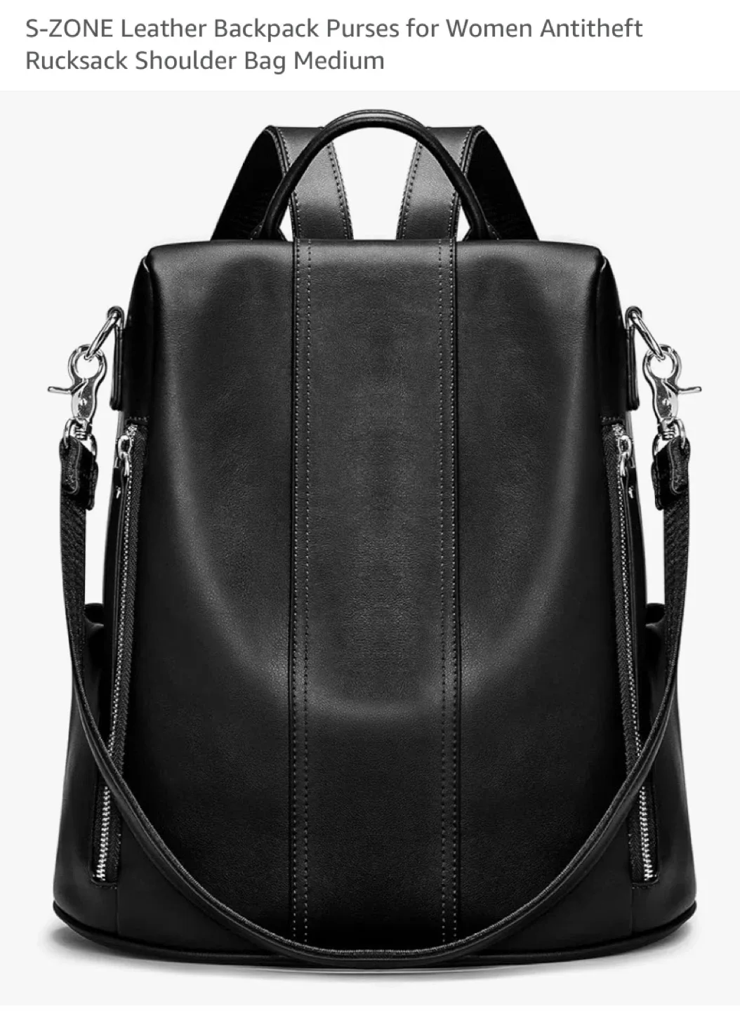 New S-ZONE Leather Backpack Purse Antitheft Shoulder Bag thumbnail