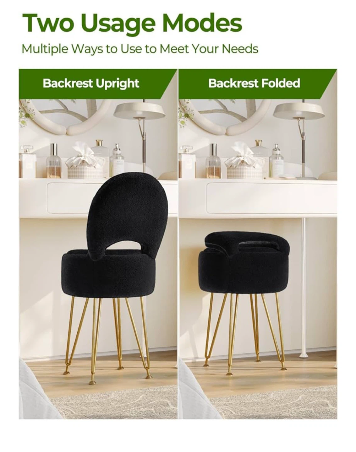 Black Vanity Stool with Storage - photo 5