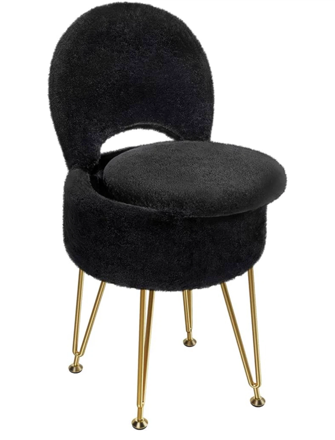 Black Vanity Stool with Storage