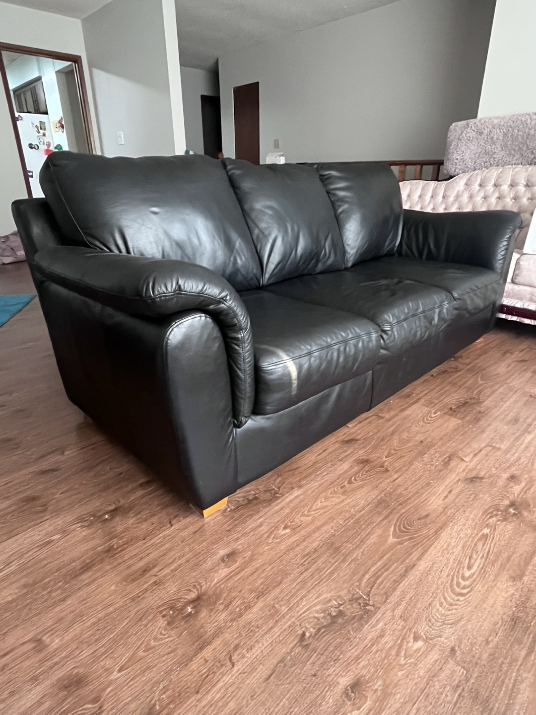 Black Leather Sofa - photo 2