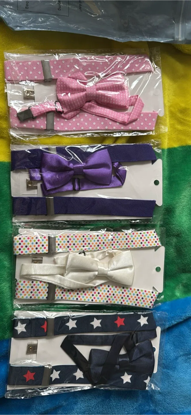 New kilofly 4 Sets Boys Pre-tied Bow Ties & Suspenders thumbnail