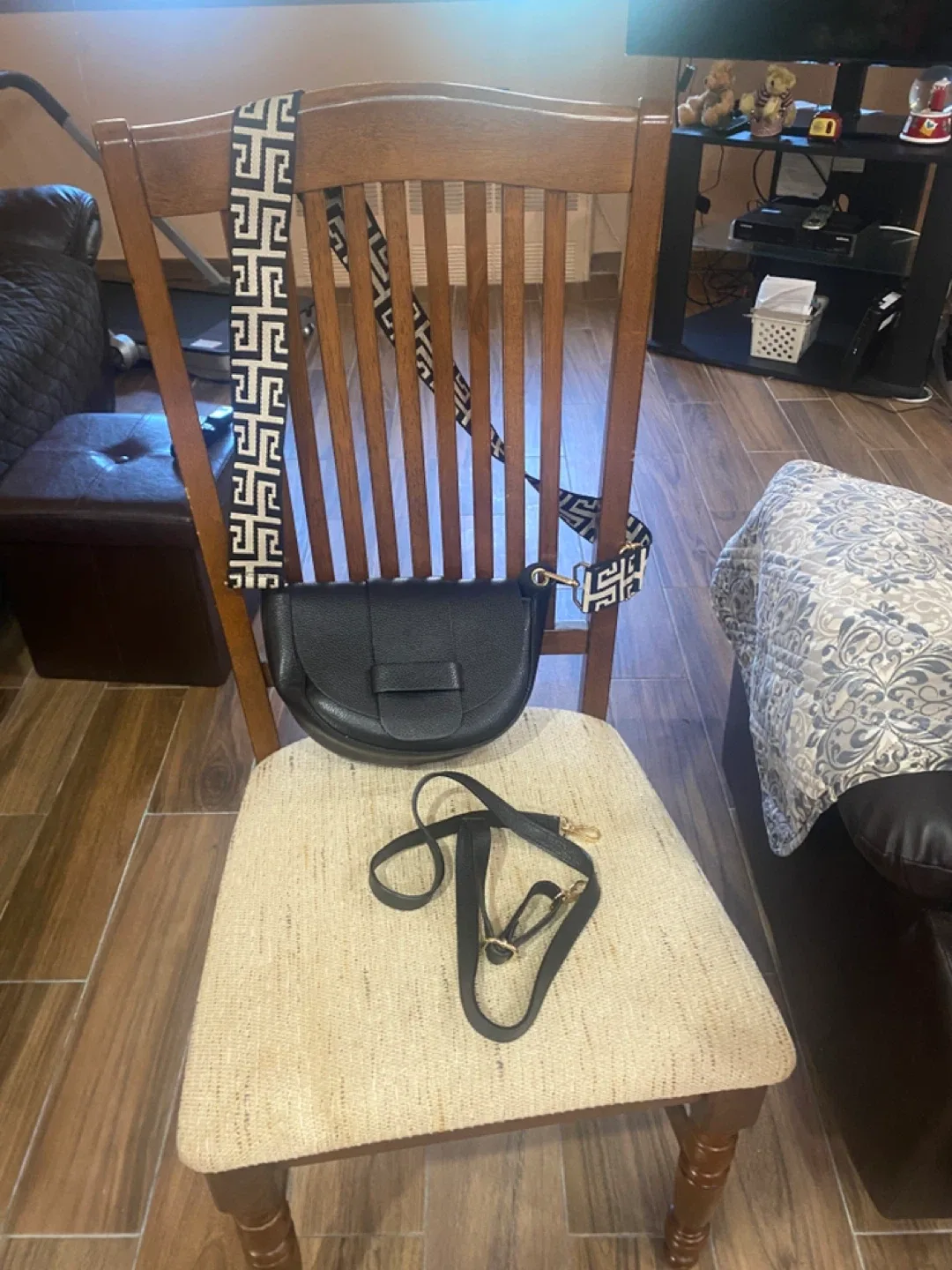 Black Crossbody Bag with Straps thumbnail