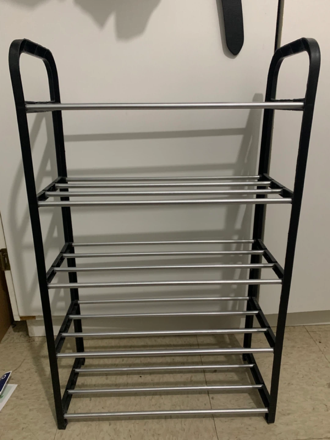 Black & Silver 4-Tier Shoe Rack