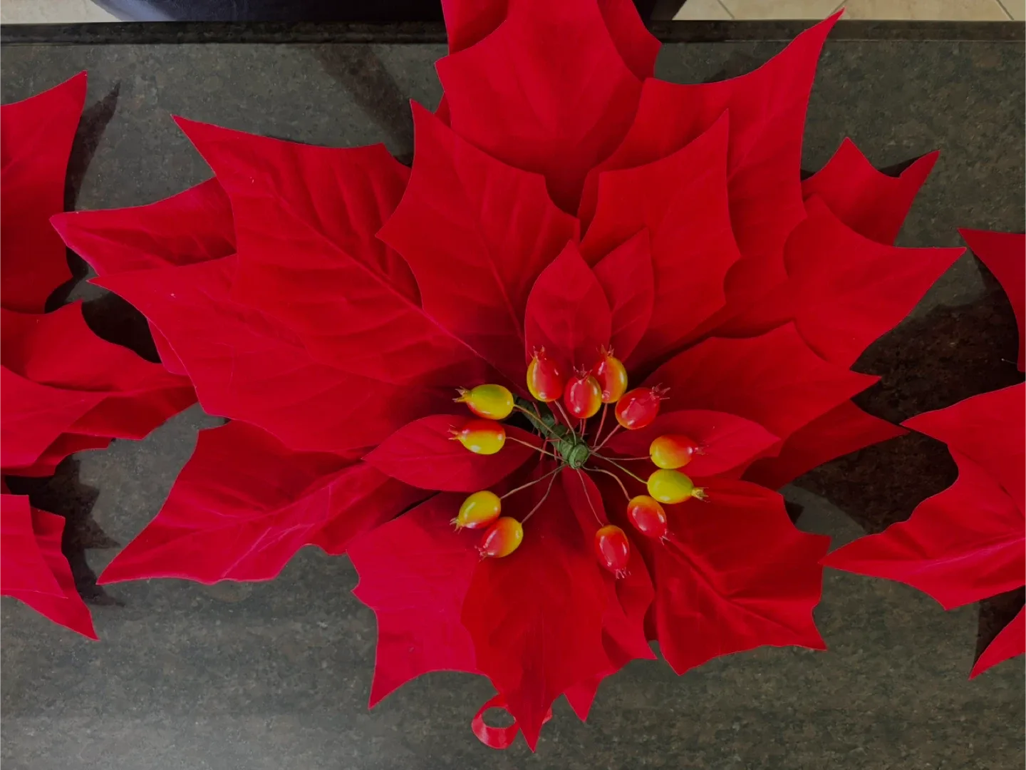 3 Large Velveteen Hanging Pointsettias 24” image indicator(2)