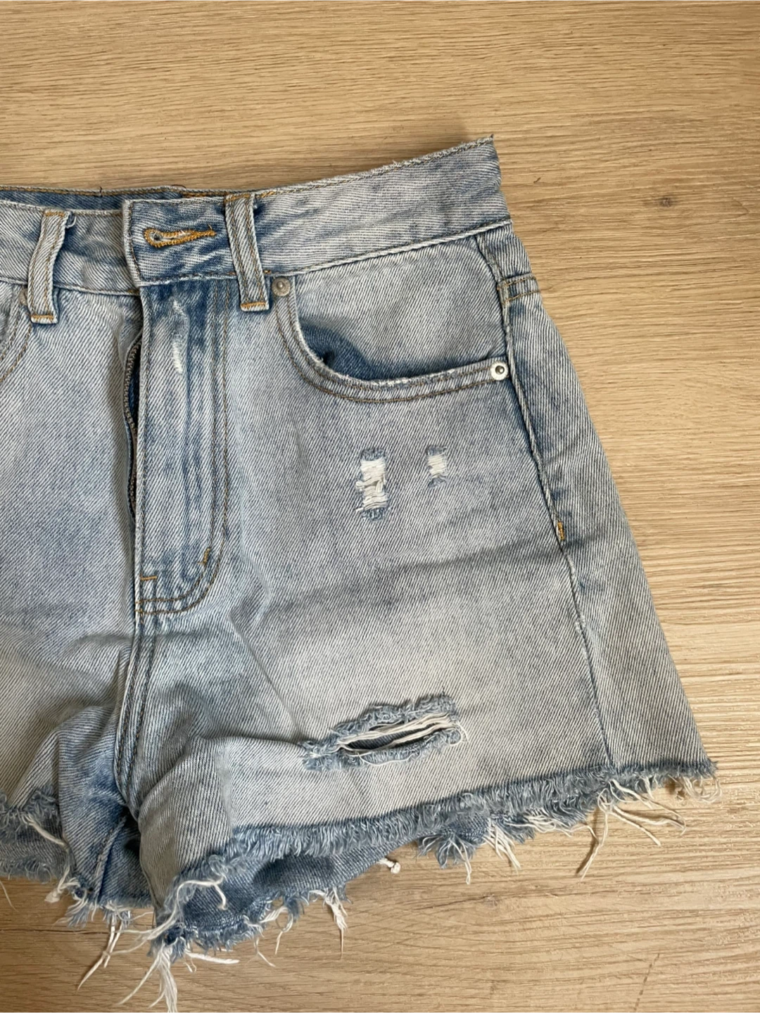 Distressed Denim Shorts - S - photo 3
