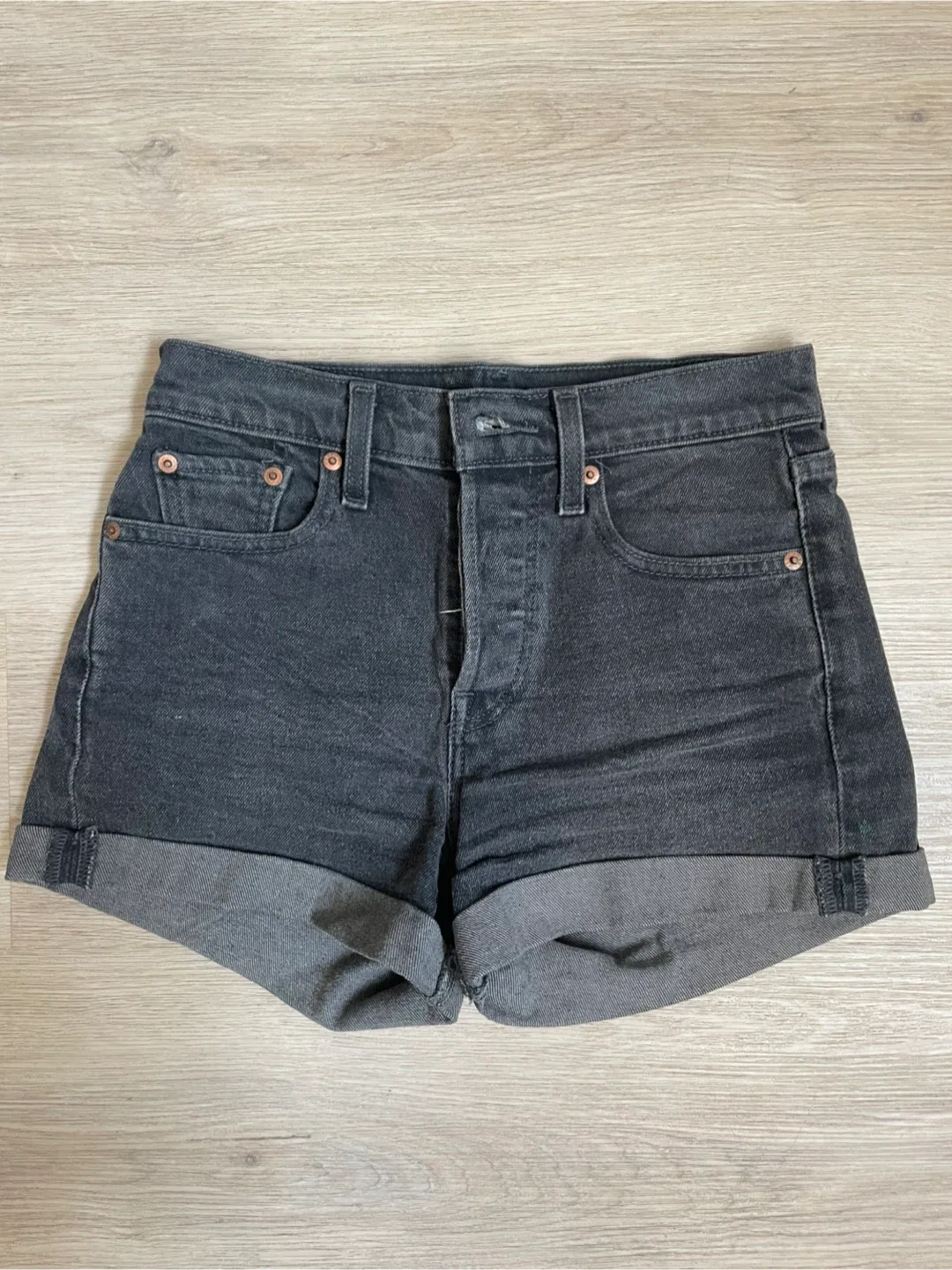 Levi's Black Denim Shorts - size 25 thumbnail